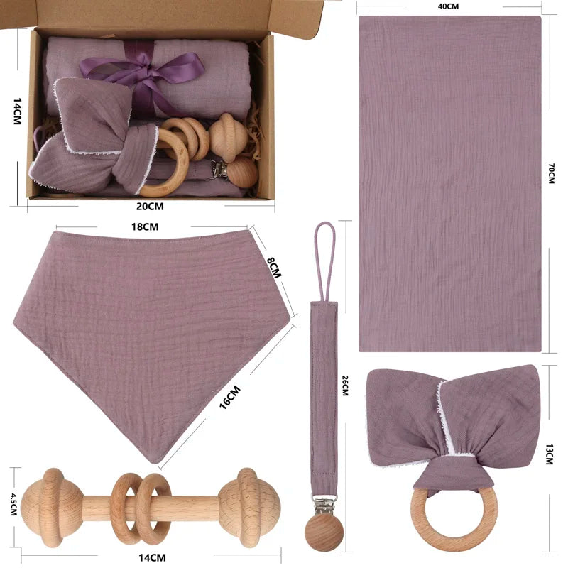 Coffret éveil et dentition bébé – Jouets sensoriels en coton et bois naturel