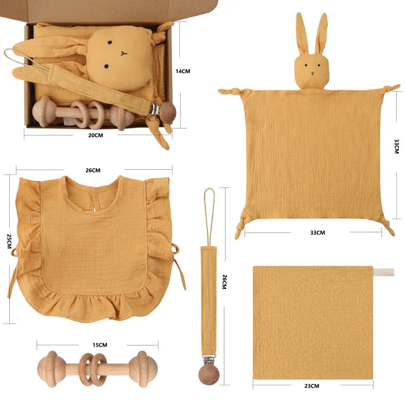 Coffret éveil et dentition bébé – Jouets sensoriels en coton et bois naturel