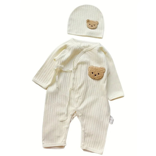 Barboteuse bébé en coton avec chapeau – Douceur et style irrésistible
