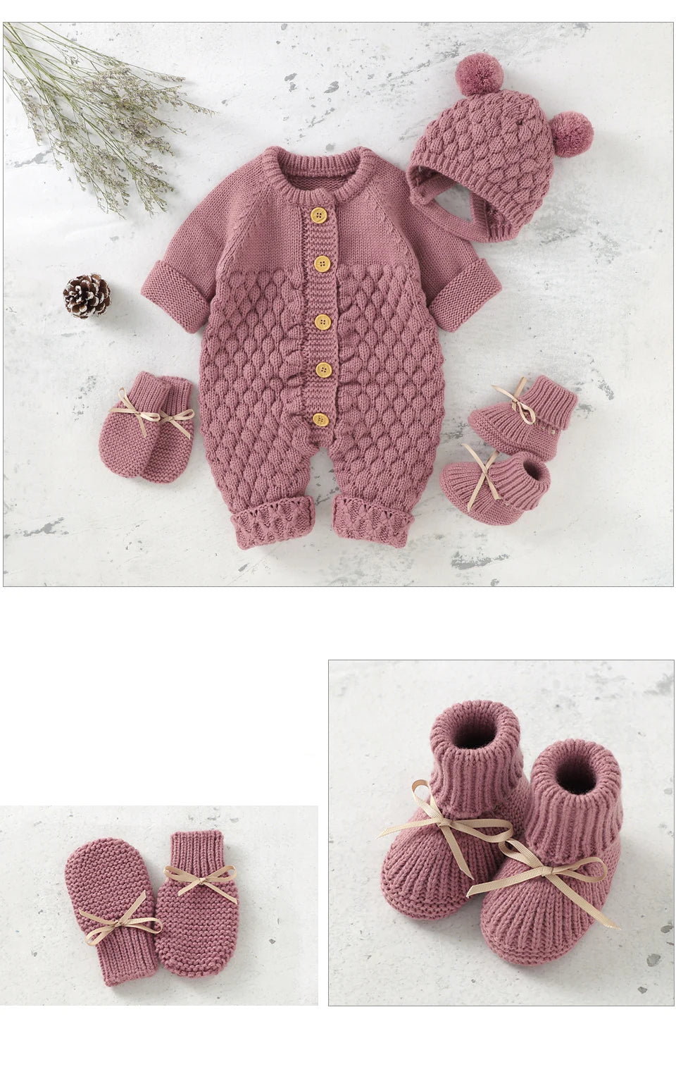 Barboteuse bébé tricotée – Douce, chaude et élégante